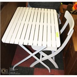 FOLDING WOOD PATIO TABLE & FOLDING WOOD CHAIR