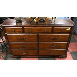 9 DRAWER WOOD DRESSER 63"X16"X40"H