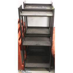 PAIR OF BLACK DISPLAY SHELVES 20 X 15 X 47