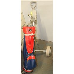 NORTHWESTERN GOLF CLUB SET WITH BAG AND CADDY