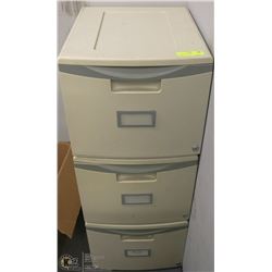 LOT OF 3 STACKABLE FILE BINS, COMES WITH SOME