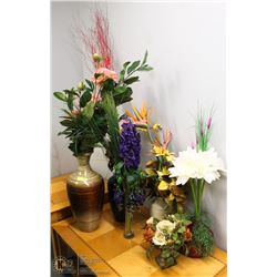 GROUP OF 6 ASSORTED SHOWHOME VASES WITH ARTIFICIAL