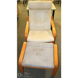 WHITE ELATHERETTE IKEA CHAIR WITH GREY FABRIC