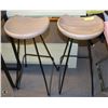 Image 1 : PAIR OF METAL & WOOD STOOLS, 30" SEAT HEIGHT