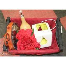 BASKET OF SHOWHOME DECORATIVE ITEMS
