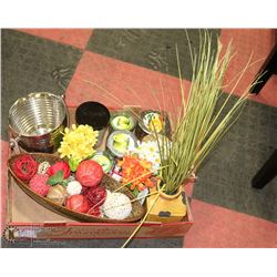 FLAT OF SHOWHOME CANDLES & VARIOUS DECORATIONS