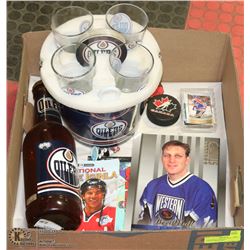 LARGE BOX W/OILER'S COLLECTIBLES INCL.