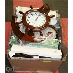 LOT OF 4 NEW ANCHOR WOODEN WALL CLOCKS