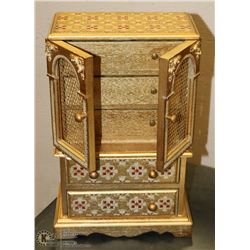 5 DRAWER HAND PAINTED MUSICAL JEWELRY BOX