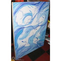 BLUE AND WHITE OIL ON CANVAS