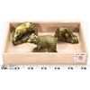 Image 1 : CIGAR BOX WITH 3 SOLID BRASS ANIMALS