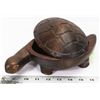 Image 1 : HAND CARVED TIKI TURTLE BOX WITH LID