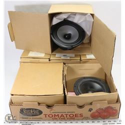 FLAT OF ASSORTED SIZED NEW PSB SPEAKERS,