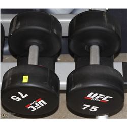 PAIR OF UFC 75 LB DUMBBELLS
