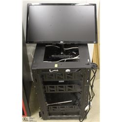 SERVER RACK WITH AN LG 24" MONITOR