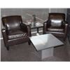 Image 1 : PAIR OF LEATHERETTE ARM CHAIRS, AND 2 SIDE TABLES