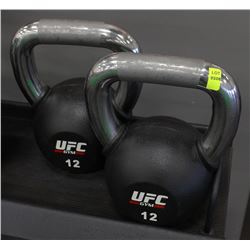 PAIR OF 12KG UFC KETTLEBELLS