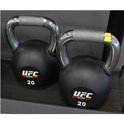 PAIR OF 20KG UFC KETTLEBELLS