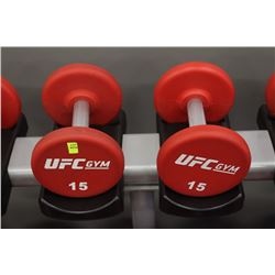 PAIR OF 15LB UFC DUMBBELLS