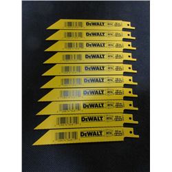 Lot of 10 DeWalt 6 inch  Metal / Bi-Metal Recip / Sawzall Blades