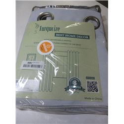 Turquoize Drapes 52 x 72  brushed chrome Gromets / 2 pieces