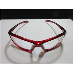 3 New Red Frame Safety Glasses Clear Lense
