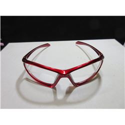 3 New Red Frame Safety Glasses Clear Lense
