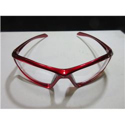 3 New Red Frame Safety Glasses Clear Lense