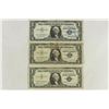 Image 1 : 3-ASSORTED 1957 $1 SILVER CERTIFICATES BLUE SEALS