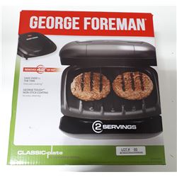 GEORGE FOREMAN CLASSIC PLATE 2 SERVING GRILL