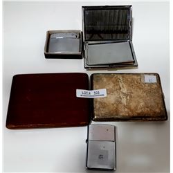 5 PIECES VINTAGE LIGHTERS, COMPAC, 2 CIGARETTE CASES