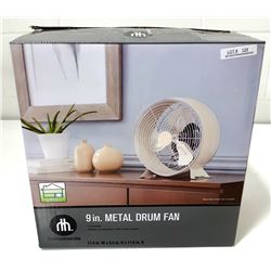 HOMETRENDS 9" METAL DRUM FAN-CREAM & CHROME