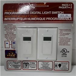 PACK OF TWO CHARGING ESSENTIALS IN-WALL 7 DAY PROGRAMMABLE DIGITAL LIGHT SWITCH