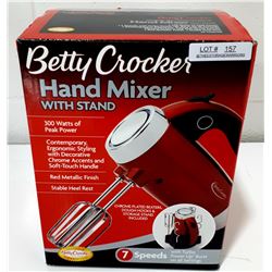 BETTY CROCKER RED 300 WATT HAND MIXER WITH STAND