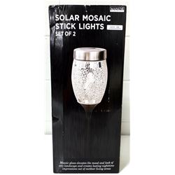 SET OF TWO SOLAR MOSAIC STICK LIGHTS