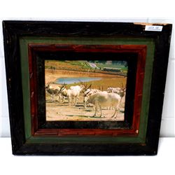 RUSTIC FRAMED MOUNTAIN GOAT PICTURE