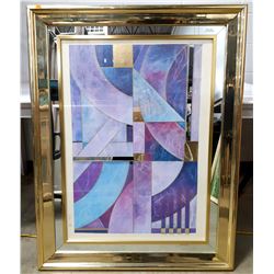 MODERN ABSTRACT ART WITH MIRROR FRAME AND ACCENTS