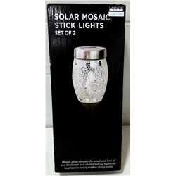 SET OF TWO SOLAR MOSAIC STICK LIGHTS