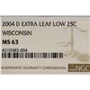 Image 3 : ERROR 2004-D EXTRA LEAF LOW WISCONSIN QUARTER NGC