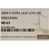 Image 3 : ERROR 2004-D EXTRA LEAF LOW WISCONSIN QUARTER NGC