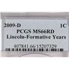 Image 3 : 2009-D FORMATIVE YEARS LINCOLN CENT PCGS MS66RD