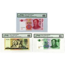 Peoples Bank of China, 1990-2015, Issued Trio some w/Fancy Serials