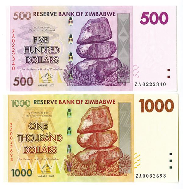 P-71 2007 Zimbabwe 1000 Dollars UNC Banknotes