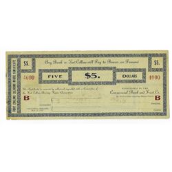 Fort Collins Clearing House Certificates, 1907 Depression Scrip Note.