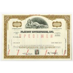 Playboy Enterprises, Inc., 1972 Specimen Stock Certificate.