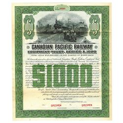 Canadian Pacific Railway, 1920 Specimen Bond