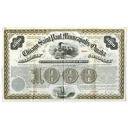 Chicago, Saint Paul, Minneapolis, Omaha Railway Co., 1880 Specimen Bond