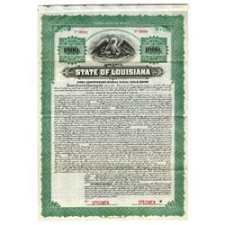 State of Louisiana, 1920 Specimen Bond