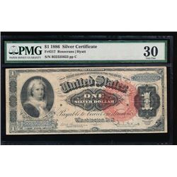 1866 $1 Martha Washington Silver Certificate PMG 30