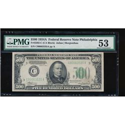 1934A $500 Philadelphia Federal Reserve Note PMG 53